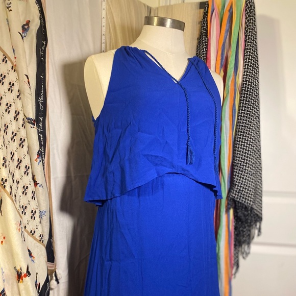 Madewell Blue Crepe Flutter Overlay Maxi Dress - Picture 10 of 13